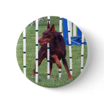 Weaving Agility Red Doberman buttons by MenagerieMayhem Weaving Agility Red Doberman buttons