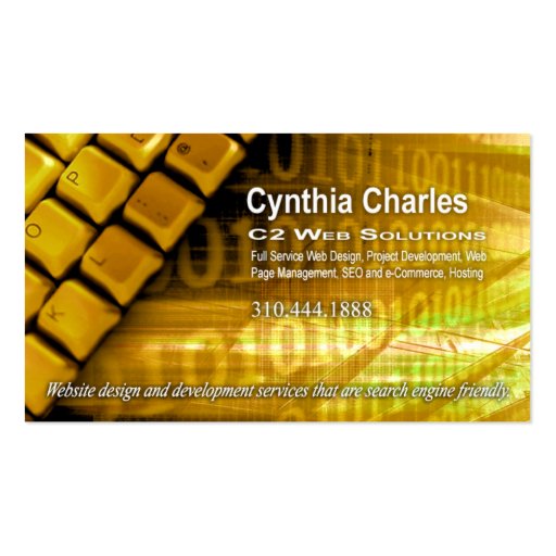 Web Design-1 Business Card template (gold) (front side)