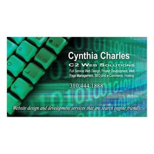 Web Design-1 Business Card template (green) (front side)
