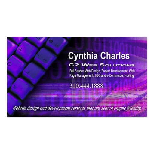 Web Design-1 Business Card template (purple) (front side)