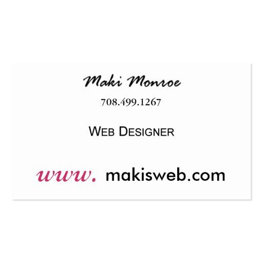 Web Design-2 Business Card template (mauve) (back side)