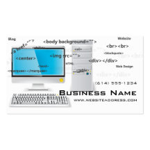 Web Design Computer with Coding Business Cards
