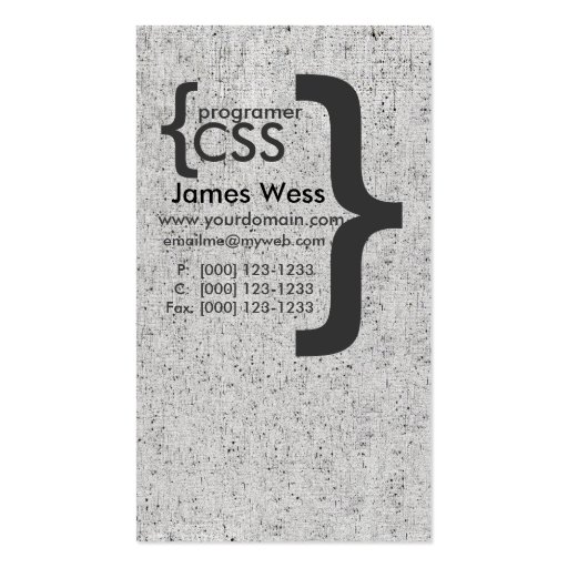 Web Designer CSS  Programmer Computer  Developer Business Card Template (front side)