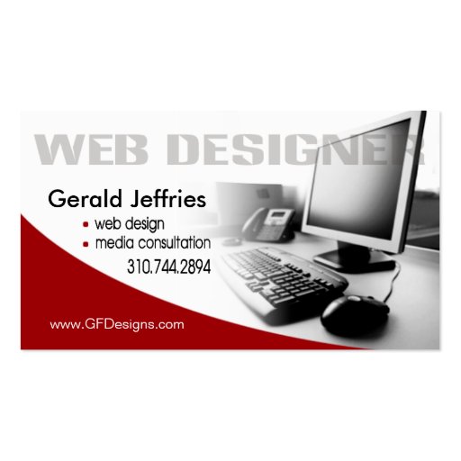 Web Designer Media Consultant Computer Whiz Business Card Templates (front side)