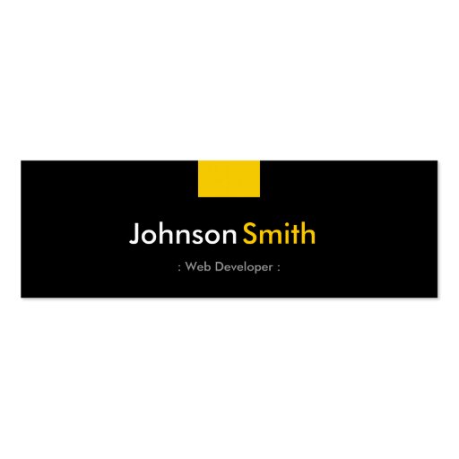 Web Developer - Amber Yellow Compact Business Card (front side)