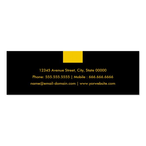 Web Developer - Amber Yellow Compact Business Card (back side)