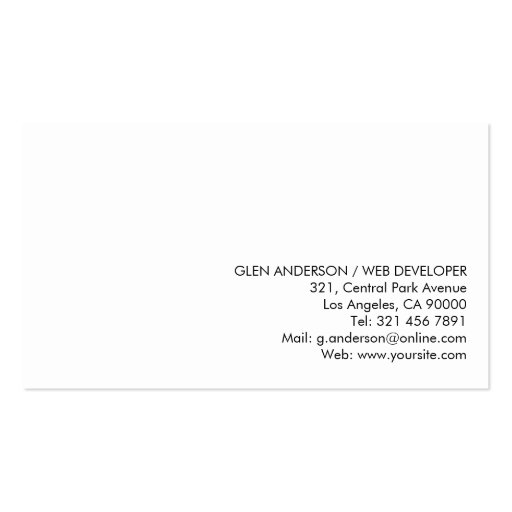 Web Developer - Business Cards (back side)