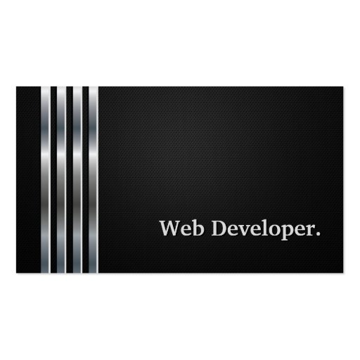 Web Developer Professional Black Silver Business Card Template (front side)