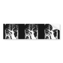 WEBBY TREE BLACK AND WHITE NEGATIVE BUMPER STICKERS