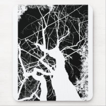 WEBBY TREE BLACK AND WHITE NEGATIVE MOUSEPAD