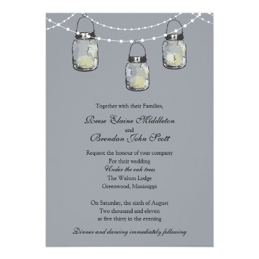 Wedding - 3 Hanging Mason Jars Personalized Announcement (front side)