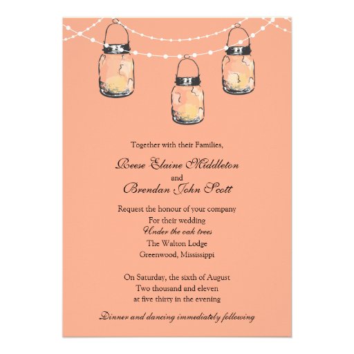 Wedding - 3 Hanging Mason Jars Personalized Announcements (front side)