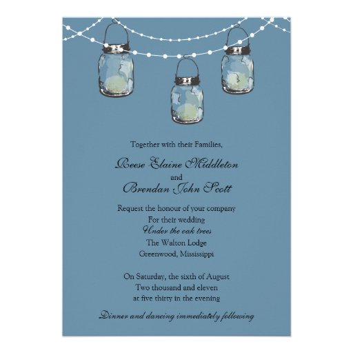 Wedding - 3 Hanging Mason Jars Invites