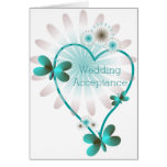 Wedding Acceptance Card Butterfly Hearts