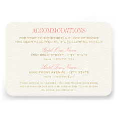 Wedding Accommodation Card | Coral and Gold