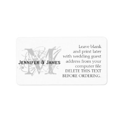 Wedding Address Labels Chic Monogram and  Names