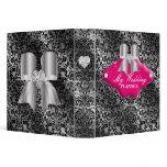 Wedding Anniversary Floral Pink Silver Heart Bow binders
