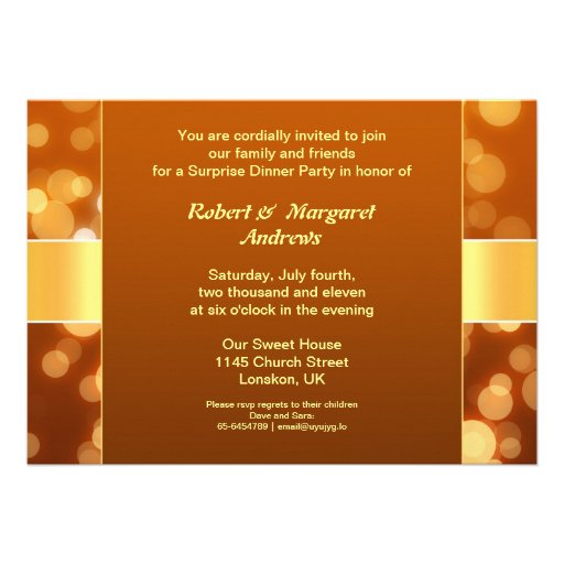 wedding anniversary party golden invitation