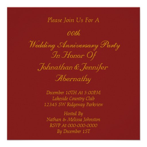 Wedding Anniversary Party Invitation