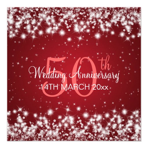 Wedding Anniversary Party Winter Sparkle Red Personalized Invite