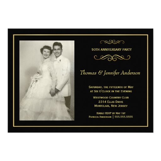 Wedding Anniversary Photo Invitations - 50th (front side)