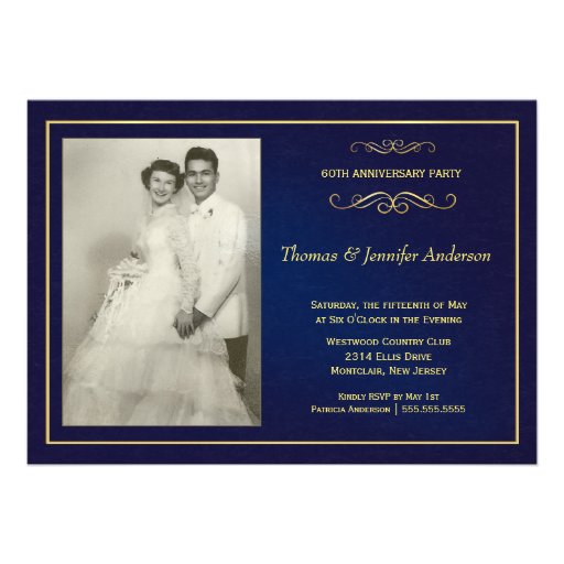 Wedding Anniversary Photo Invitations - 60th, 50th (front side)