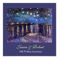 Wedding anniversary, Starry Night over the Rhone Custom Invitations