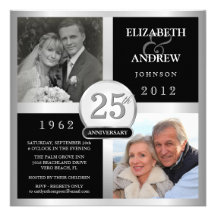 Wedding Anniversary - Then & Now Photo Invitations
