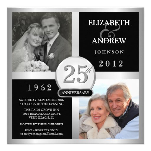 Wedding Anniversary - Then & Now Photo Invitations