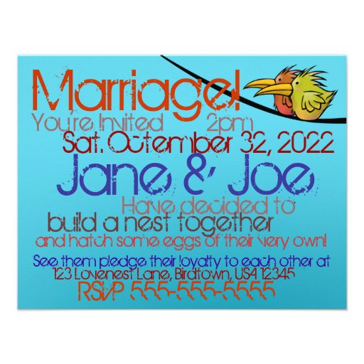 Wedding Announcement, 2 Birds on a Wire, Funny
