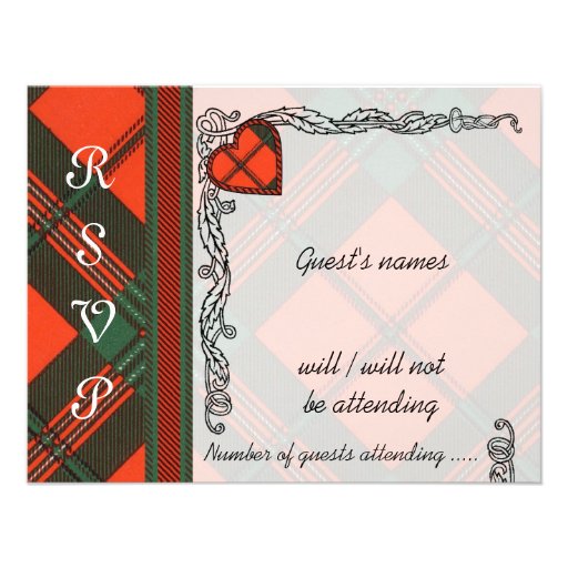 Wedding  Announcement RSVP Invitation Scott Tartan