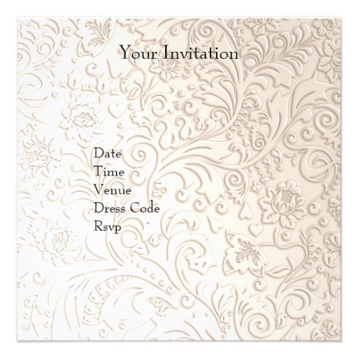 Wedding Antique Floral Roses Beige Cream Invite
