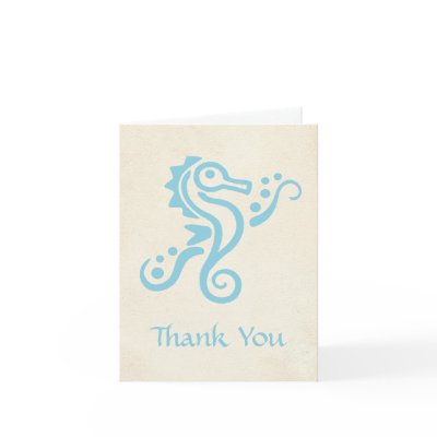 Wedding Aqua Turquoise Seahorse Thank You Card