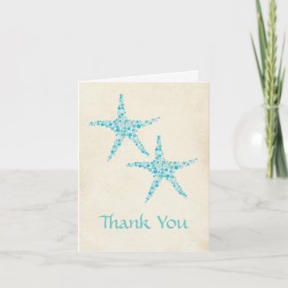 Wedding Aqua Turquoise Starfish Thank You Card card