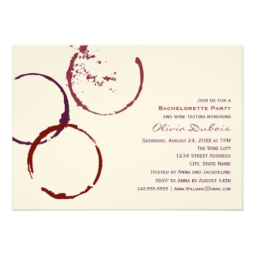Wedding Bachelorette Party | Red Wine Theme Announcements (front side)