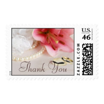 Wedding bands, lily & pearls postage stamp