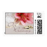 Wedding bands, lily & pearls postage stamp