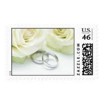 Wedding Bands & White Roses postage