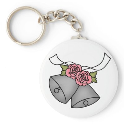 Wedding Bells Pink Roses Keychain