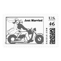 Wedding Biker Couple Postage Stamps