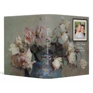Wedding Binder - Impressionist Cream Pink Roses binder