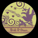 Wedding Bird & Groom Bird Swirl Purple & Lime