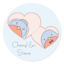 Wedding Birds in Hearts Blue stickers