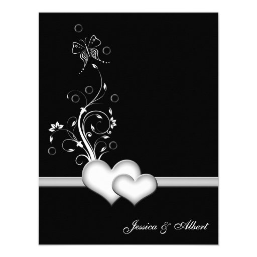 Wedding black&white hearts invitation