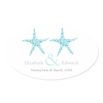 Wedding Blue Aqua Starfish Beach Save the Date Stickers