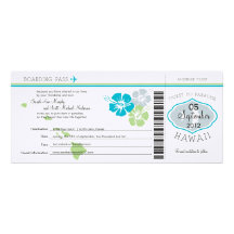 Wedding Boarding Pass to Hawaii Announcement