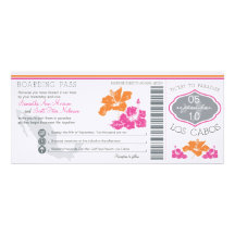 Wedding Boarding Pass to Los Cabos Mexico Personalized Invitation