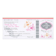 Wedding Boarding Pass to Mexico Custom Invitation