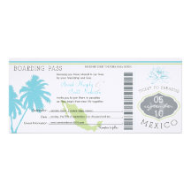 Wedding Boarding Pass to Mexico Custom Invites