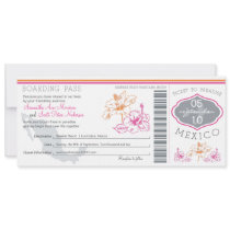 Wedding Boarding Pass to Mexico Custom Invitation